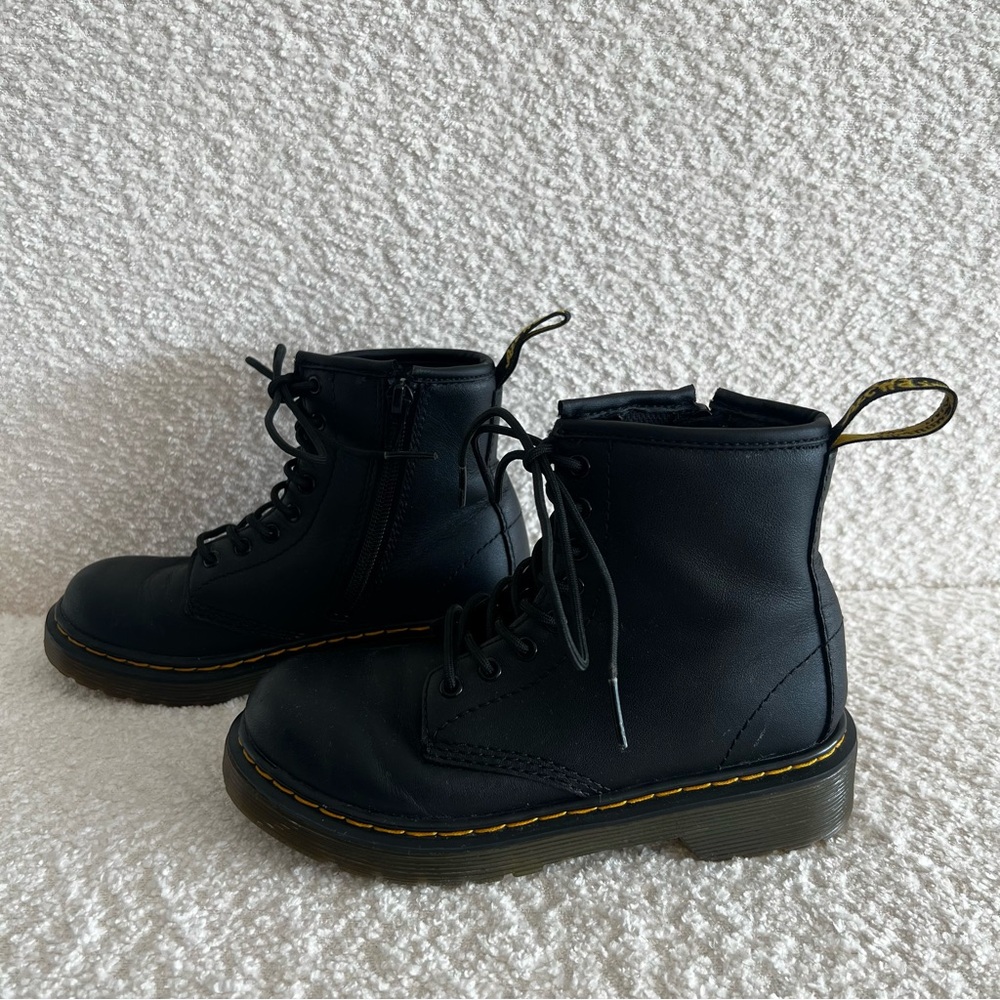 Dr Martens Kids Junior 1460 Softly T Leather Lace Up Black Combat Boots Size 13 - Picture 2 of 12